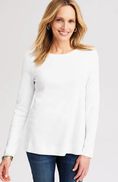 Jjill Petite Pima Long-sleeve Crew-neck Tee Shirt In White