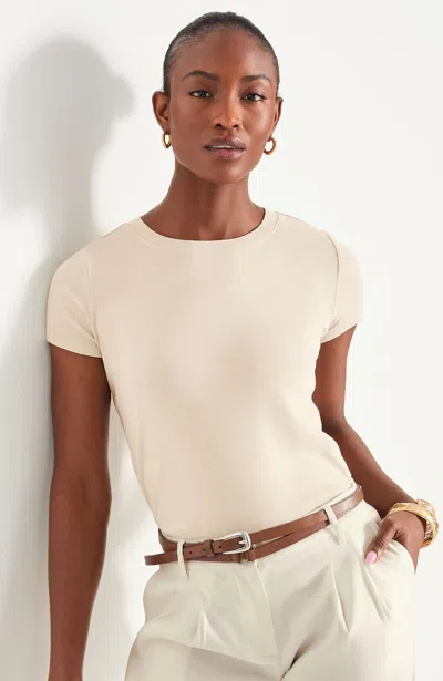 Jjill Petite Pima Short-sleeve Layering Tee Shirt In Oatmeal