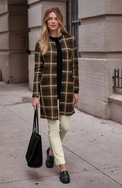 Jjill Petite Plaid Snap-front Sweater-jacket In Multi