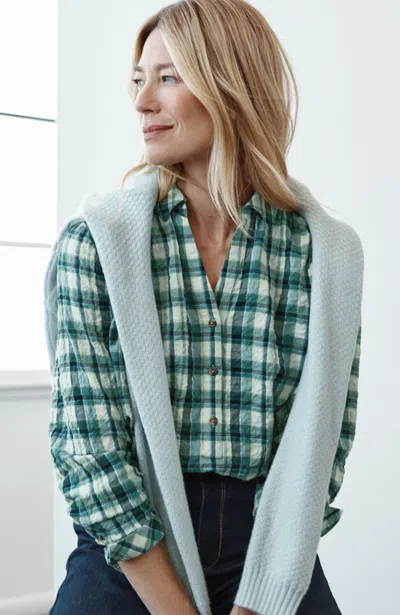 Jjill Petite Plaid Textured Elliptical Popover In Sweet Agave Multi