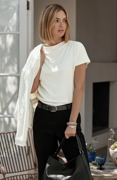 Jjill Petite Ponte Draped Top In Cream
