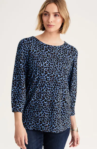 Jjill Petite Ponte Knit Blouse In French Blue Splendid Leopard