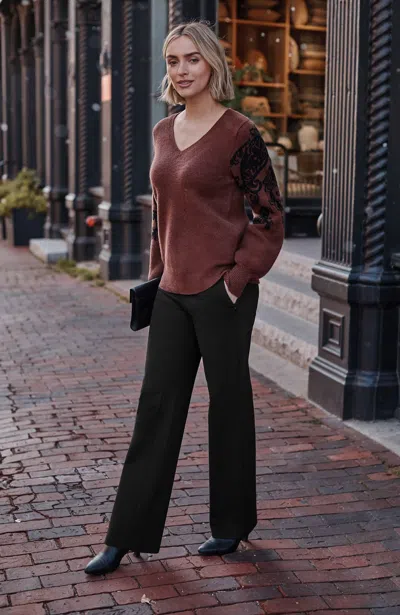 Jjill Petite Ponte Straight-leg Pants In Black
