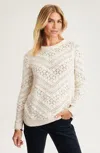 Jjill Petite Popcorn-stitched Sweater Pullover In Cream Multi