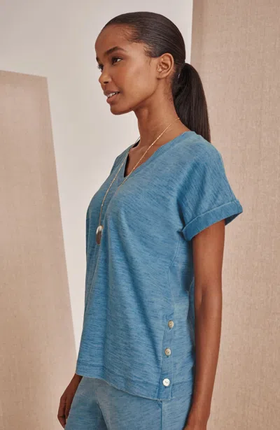 Jjill Petite Pure Jill Button-detail Tee Shirt In Misty Day Wash