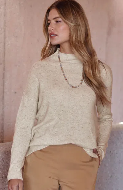 Jjill Petite Pure Jill Cashmere Funnel-neck Sweater In Meringue Multi