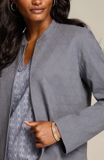 Jjill Petite Pure Jill Cotton Dobby Jacket In Blue Shadow