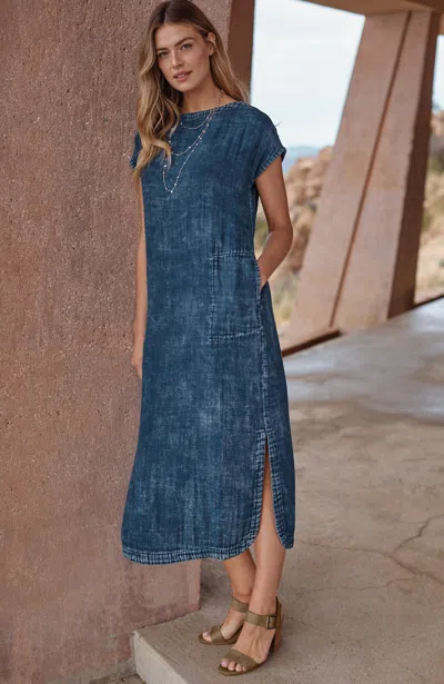 Jjill Petite Pure Jill Double-cloth Indigo Dress In Oak Bluff Wash