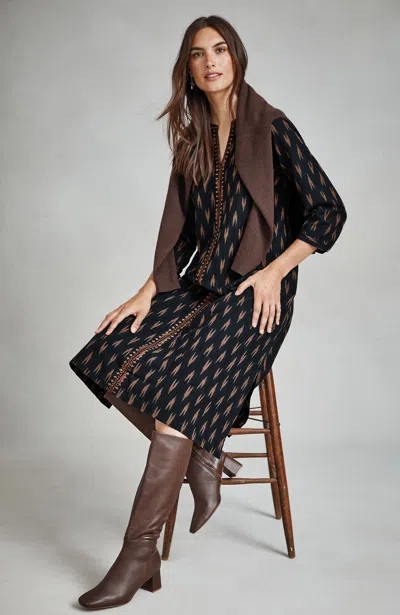 Jjill Petite Pure Jill Embroidered Ikat Dress In Thunderstorm Multi