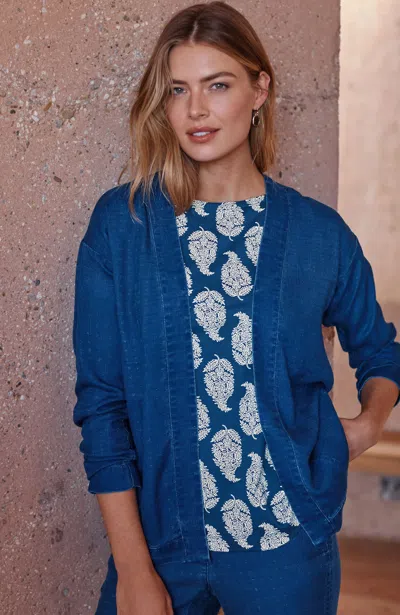 Jjill Petite Pure Jill Indigo Dobby Jacket In Midnight Blue Wash