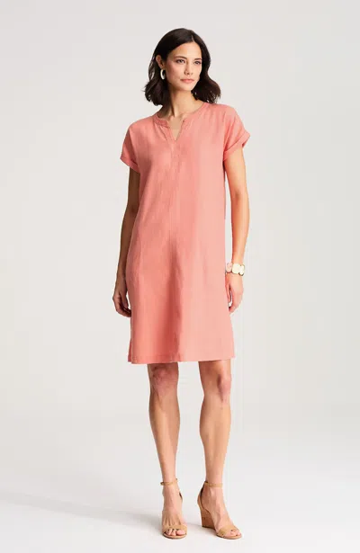 Jjill Petite Pure Jill Linen-blend Cap-sleeve Dress In Light Canyon Clay