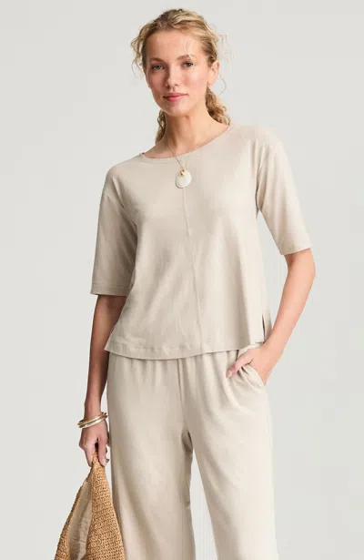 Jjill Petite Pure Jill Linen-blend Tee Shirt In Vintage Canvas