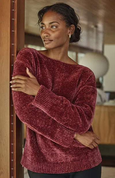 Jjill Petite Pure Jill Luxe-chenille Pullover Sweater In Dark Cranberry