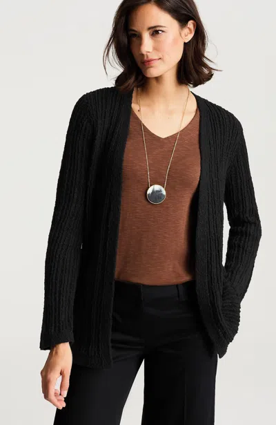 Jjill Petite Pure Jill Open-texture Cardigan In Black