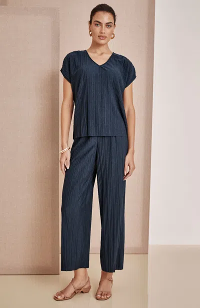 Jjill Petite Pure Jill Pleated Wide-leg Crops Pants In Night Heather