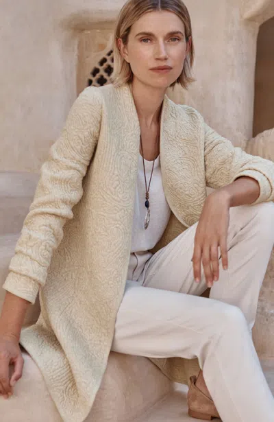 Jjill Petite Pure Jill Quilted Open-front Cardigan In Oatmeal Heather