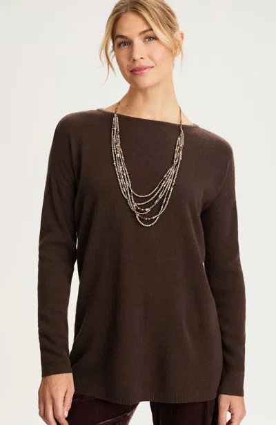 Jjill Petite Pure Jill Recycled-cashmere Pullover Sweater In Brown