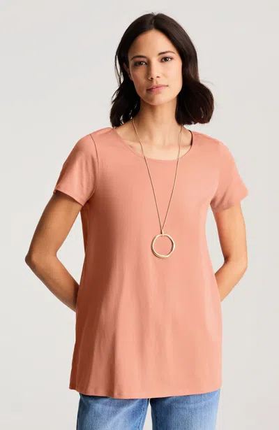 Jjill Petite Pure Jill Scoop-neck Elliptical Tee Shirt In Canyon Clay