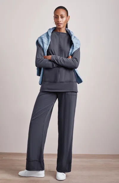 Jjill Petite Pure Jill Seamed French Terry Pants In Light Charcoal Blue