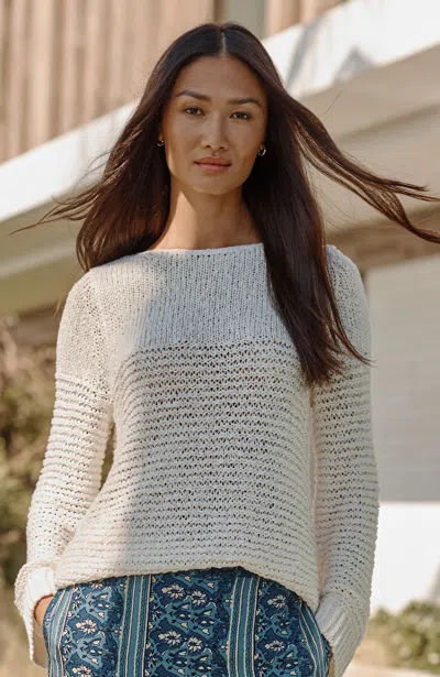 Jjill Petite Pure Jill Slub-textured Sweater In Cream