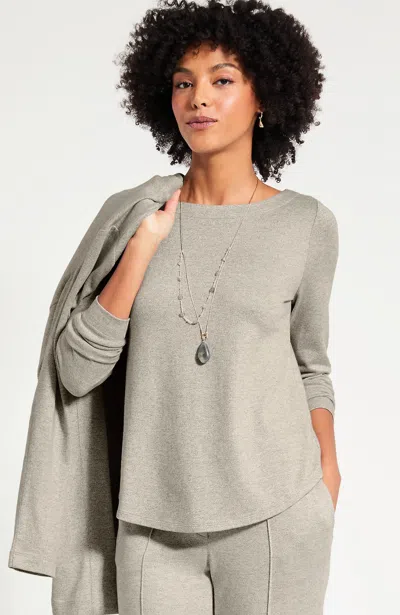 Jjill Petite Pure Jill Soft-knit Boat-neck Top In Green