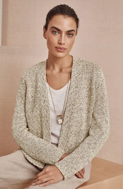 Jjill Petite Pure Jill Space-dyed Textured Cardigan In Desert Sand Multi