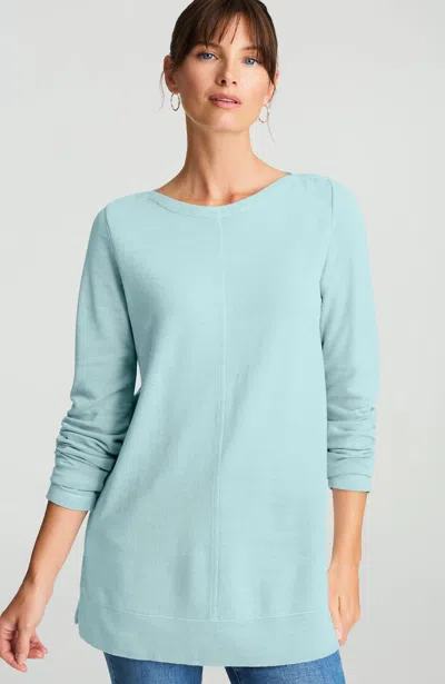 Jjill Petite Pure Jill Tea-dyed Boat-neck Tunic In Light Blue Frost
