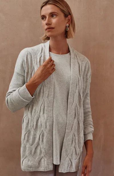 Jjill Petite Pure Jill Textured Open-front Cardigan In Zinc Heather