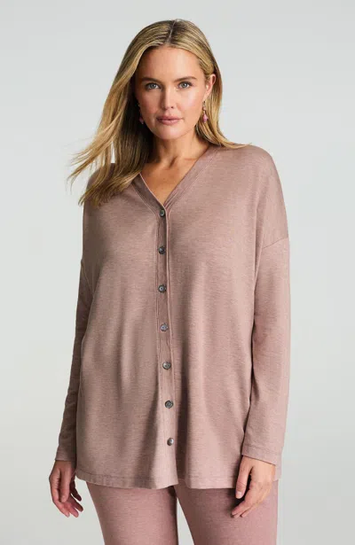 Jjill Petite Pure Jill Tranquility Button-front Top In Dusty Plum Heather