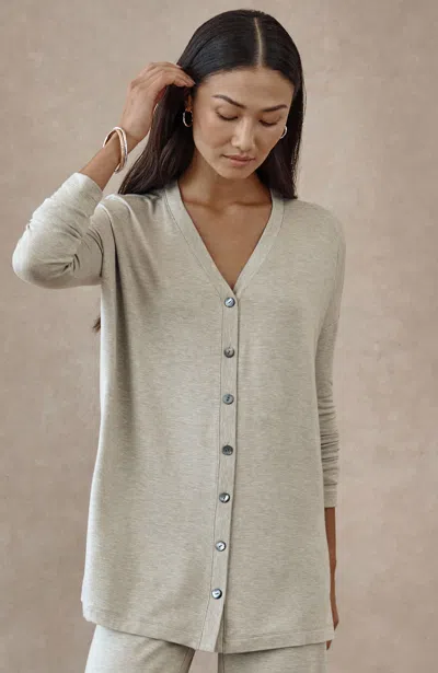 Jjill Petite Pure Jill Tranquility Button-front Top In Zinc Heather