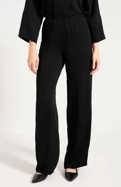 Jjill Petite Pure Jill Wide-leg Satin Pant Pants In Black