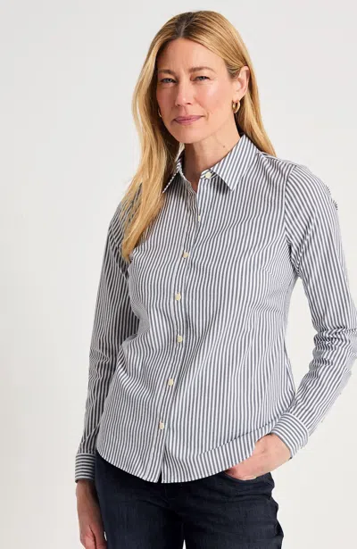 Jjill Petite Refined Button-front Shirt In Classic Navy/white
