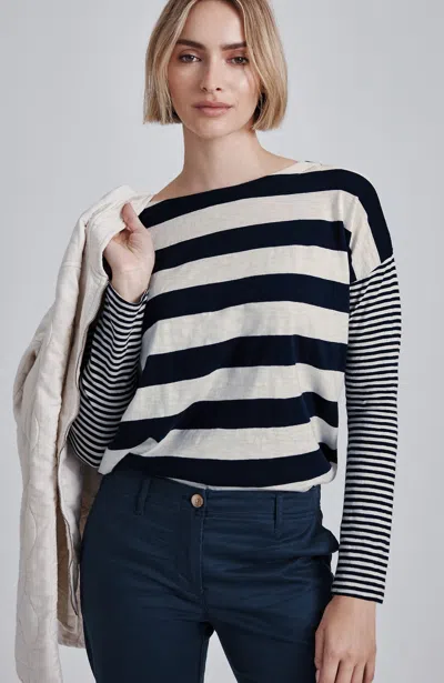 Jjill Petite Relaxed Boat-neck Tee Shirt In Blue