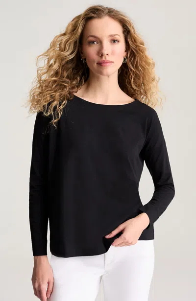 Jjill Petite Relaxed Jersey Tee Shirt In Black