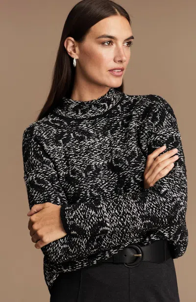 Jjill Petite Reversed-jacquard Sweater In Black