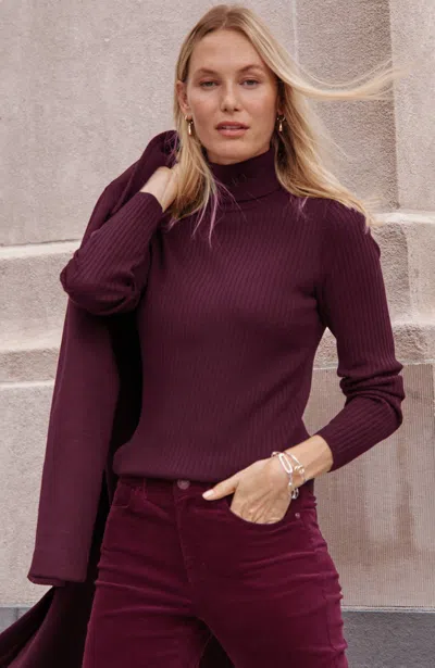 Jjill Petite Ribbed Turtleneck Sweater In Brown