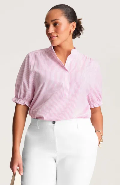 Jjill Petite Ruffled Cotton-poplin Top Pullover In Multi