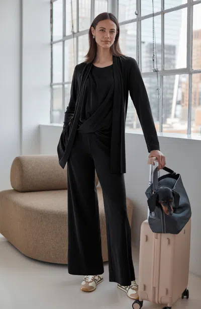 Jjill Petite Sandwashed Wide-leg Pants In Black