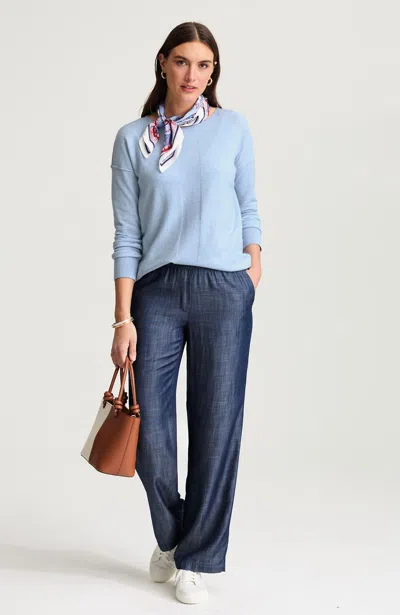 Jjill Petite Seamed Boat-neck Sweater In Larkspur Melange