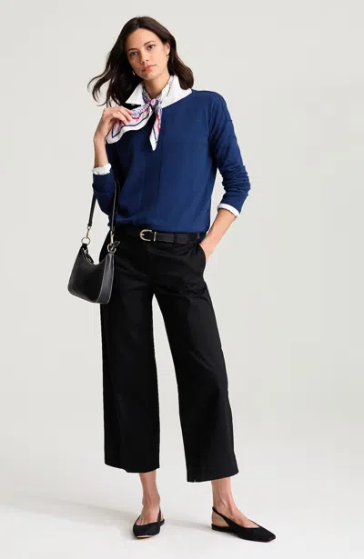 Jjill Petite Seamed Boat-neck Sweater In Star Sapphire Melange