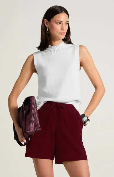 Jjill Petite Seersucker Drawstring Shorts In Maroon
