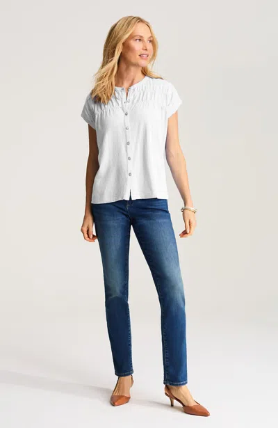 Jjill Petite Shirred Dolman-sleeve Top In White