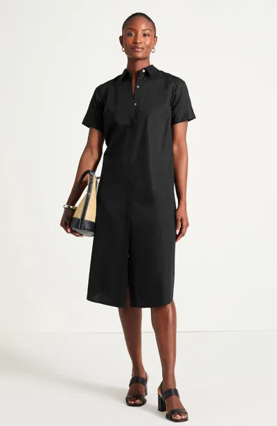 Jjill Petite Short-sleeve Midi Shirtdress In Black