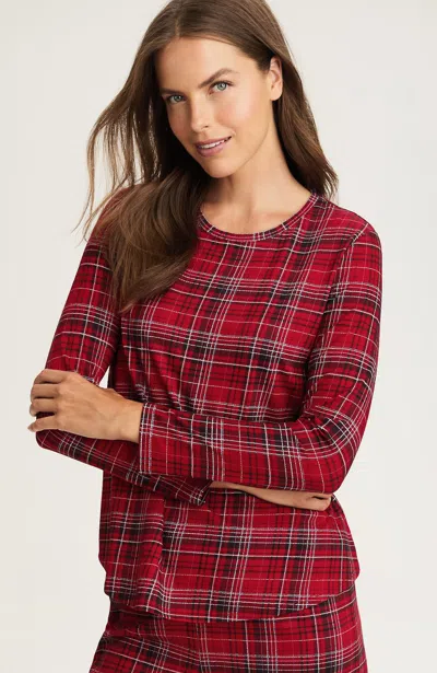 Jjill Petite Sleep Ultrasoft Long-sleeve Top In Scarlet Festive Plaid