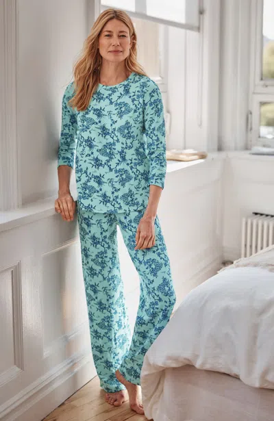 Jjill Petite Sleep Ultrasoft Relaxed Full-leg Pants In Aloe Vera Peacock Garden