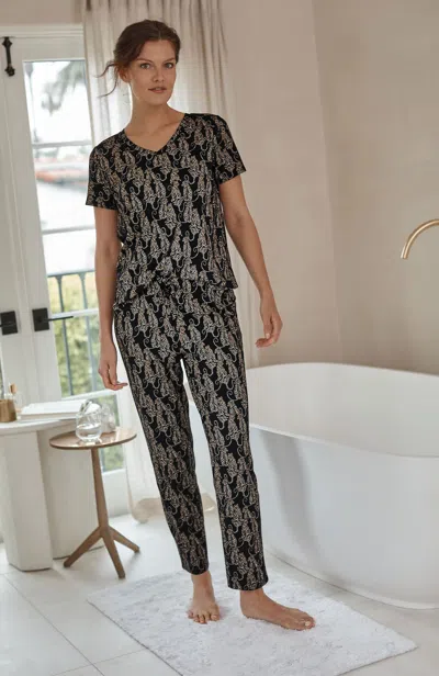Jjill Petite Sleep Ultrasoft Slim-leg Ankle Pants In Black Regal Tigers