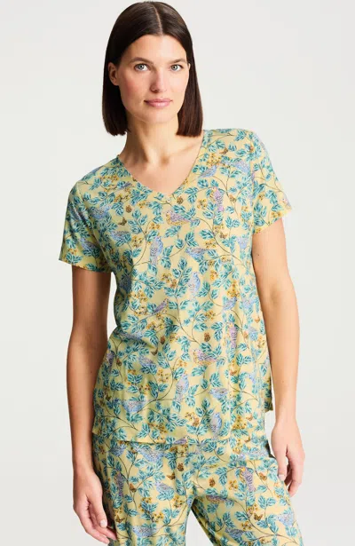 Jjill Petite Sleep Ultrasoft V-neck Tee Shirt In Sunlight Bird Garden