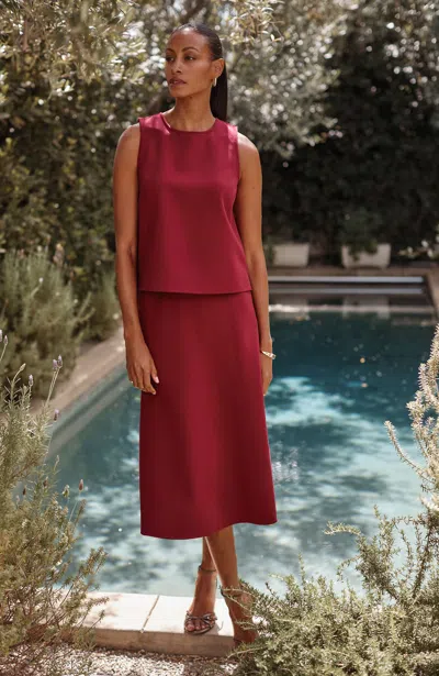 Jjill Petite Streamlined A-line Skirt In Crimson