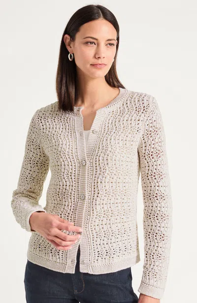Jjill Petite Textured Marled Long-sleeve Cardigan In Cream Multi