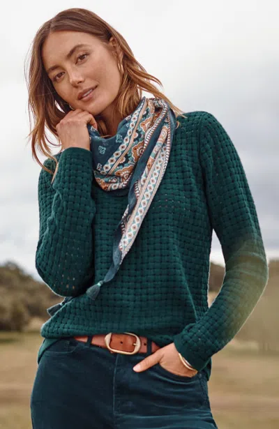 Jjill Petite Textured-stitch Pullover Sweater In Dark Teal